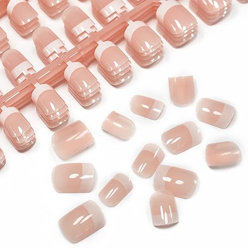 Uñas cortas redondas de estilo francés a presión gel UV manicura elegante reutilizables sin adhesivo uñas falsas salones de arte en casa dijes