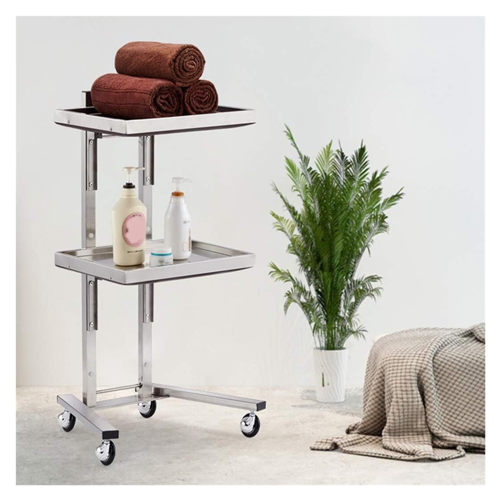 Carrello portaoggetti, Carrello Bar su Ruote, Supporto Mobile per Strumenti da Salone, Vassoio per Parrucchiere in Acciaio Inossidabile
