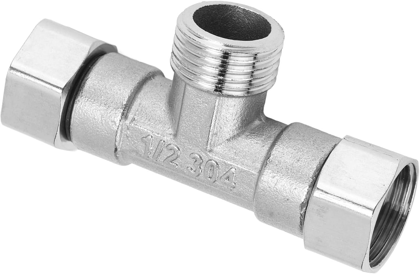 304 Stainless Steel 3 Way Pipeline Adapter for Water Air, Stable Flowing and Structure, Ideal for Building Materials and Gas (Middle Male Thread)