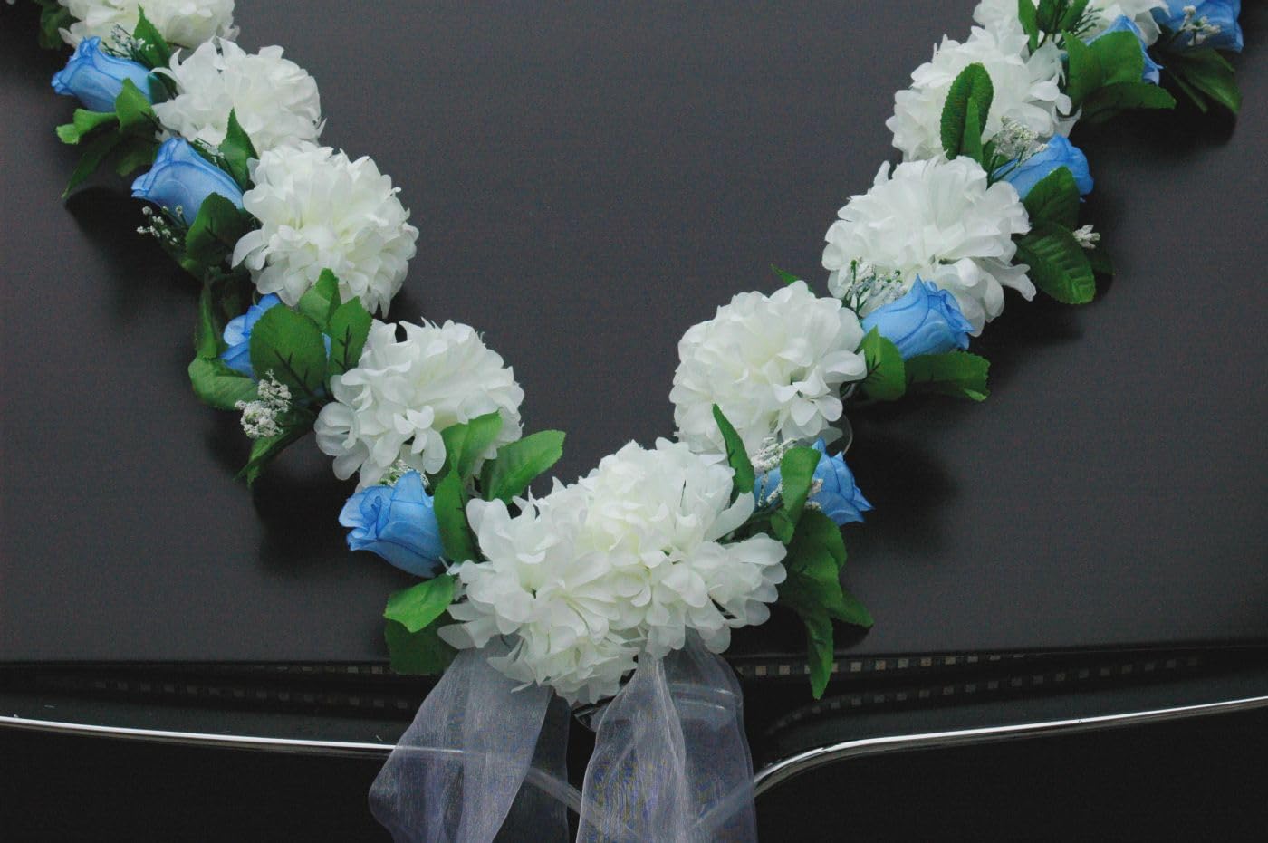 Auto-schmuck so einfach so kreativ VIP Garland 30 Azaleas 30 Roses 18 Extra Strong Suction Cups 2 x 180 cm Garland 4 Door Handle Decorations 2 Rattan Hearts Bride Couple Car Decoration (Azaleen 8) - Image 2