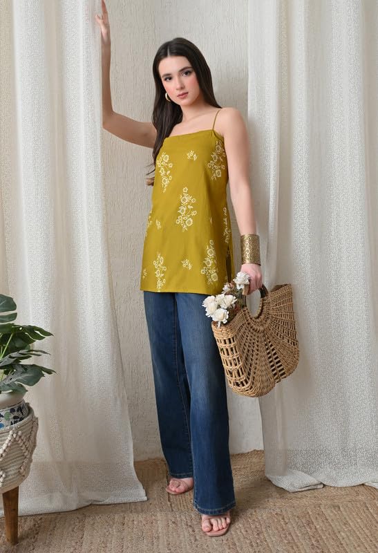 Women’s Printed Sleeveless Top | V-Neck Ethnic Tunic | Casual & Office Wear Stylish Top for Women CLICKKART108_ SK-06-M 3