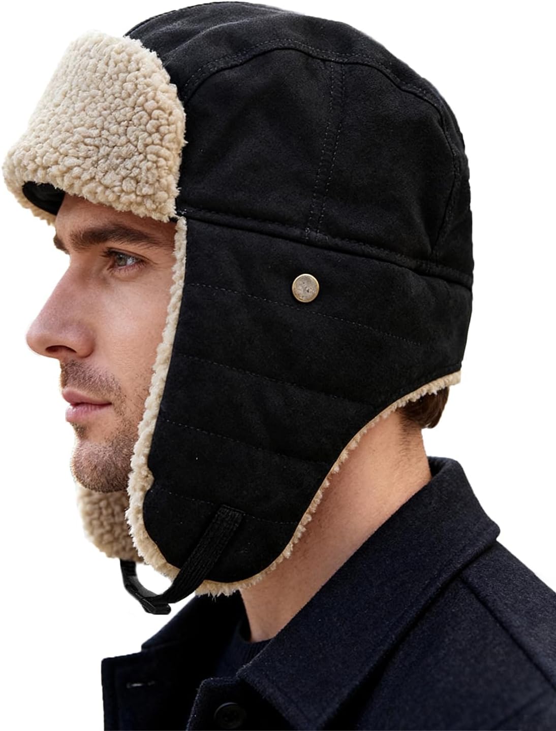 Cold Weather Trapper Hat Warm Sherpa Fleece Winter Hats for Men Windproof Earflap Cap Hunting Ski Outdoor Hat Head Warmer