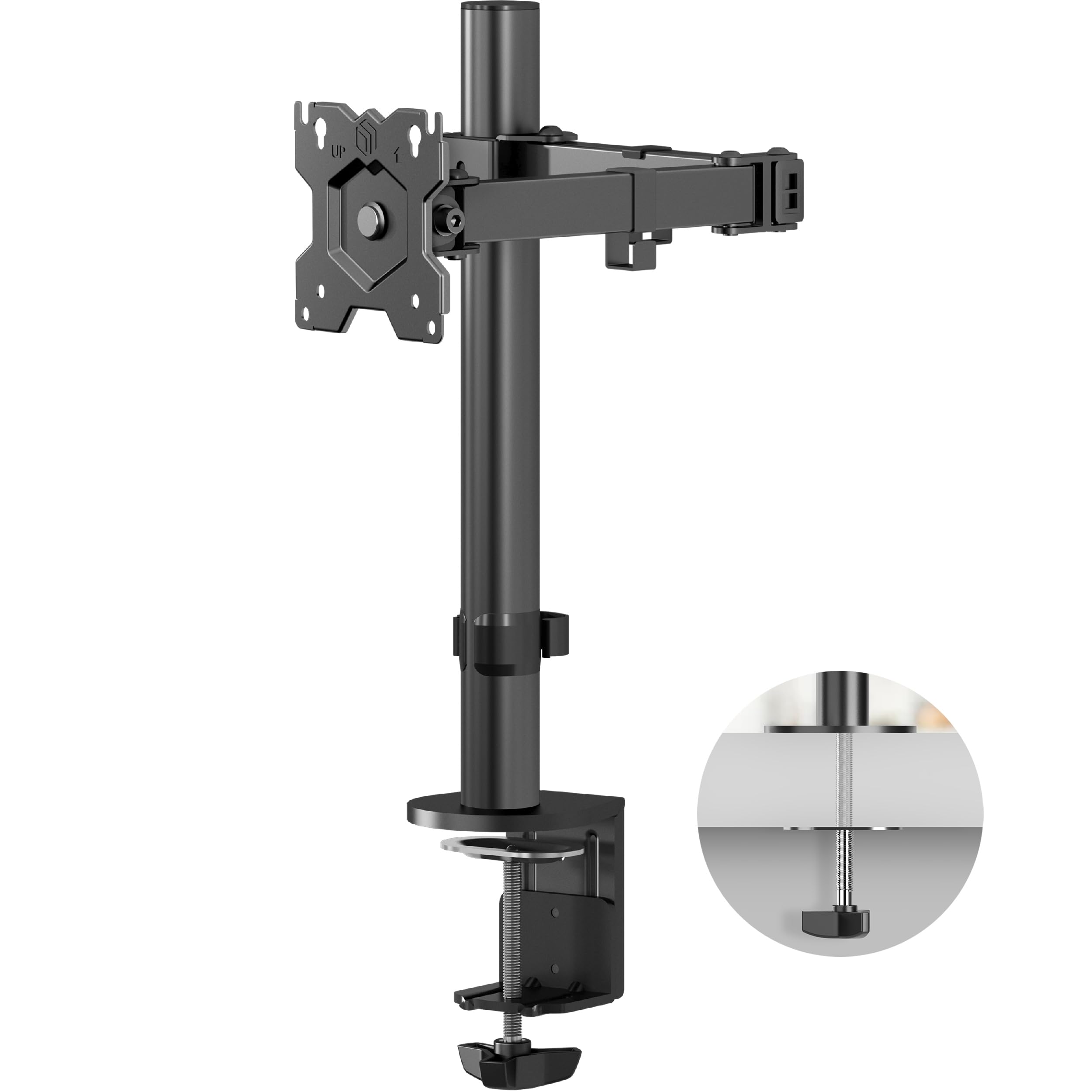 ONKRON Bras Moniteur de 13 à 34 Pouces - Support pour Moniteur de Bureau avec Poids jusqu'à 8 kg - Support écran PC de Bureau Max VESA 100 x 100 / Support écran PC Bureau inclinable D121E-B Noir