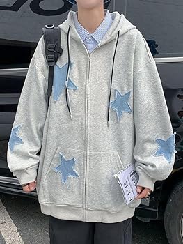 Fronage Y2K Zip Up Jacket for Women Star Graphic Oversized