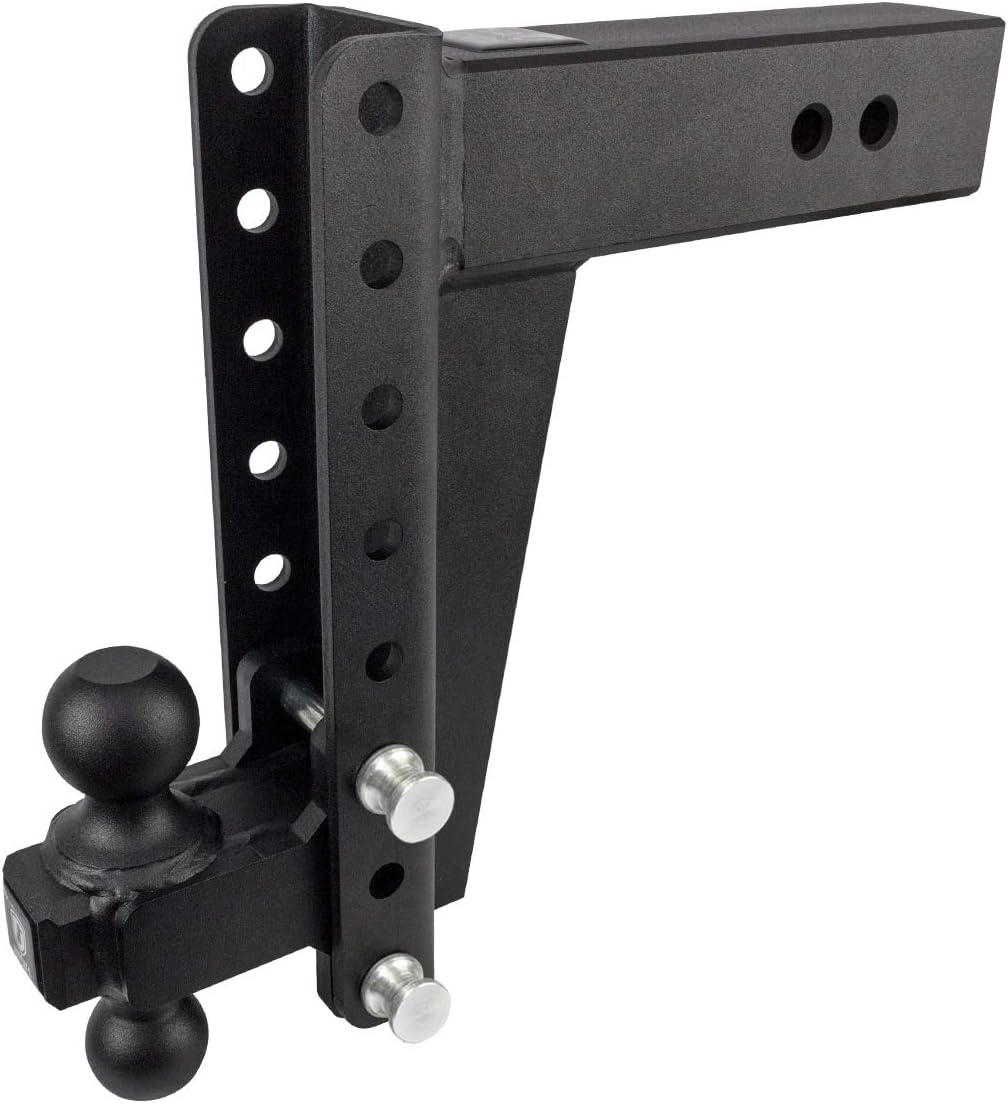 BulletProof Hitches 3.0" Adjustable Heavy Duty (22,000lb Rating) 10" Drop/Rise Trailer Hitch with 2" and 2 5/16" Dual Ball (Black Textured Powder Coat, Solid Steel)