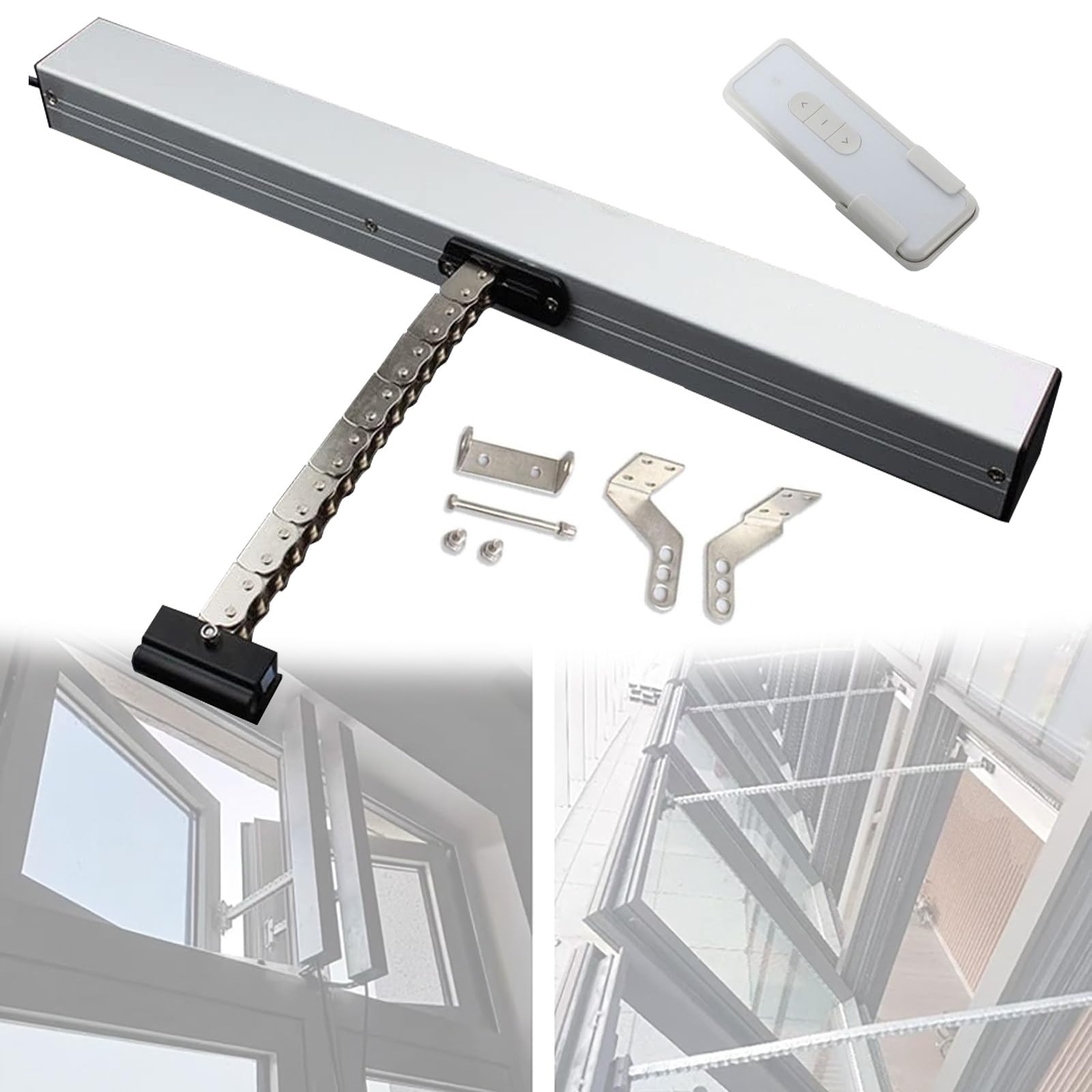 Actuador de apertura de ventana eléctrico, Carrera 300/400/500/600/700 mm, abridor de ventana con cadena motorizado para tragaluz, ventilación de techo, sensor de lluvia y control remoto,500mm