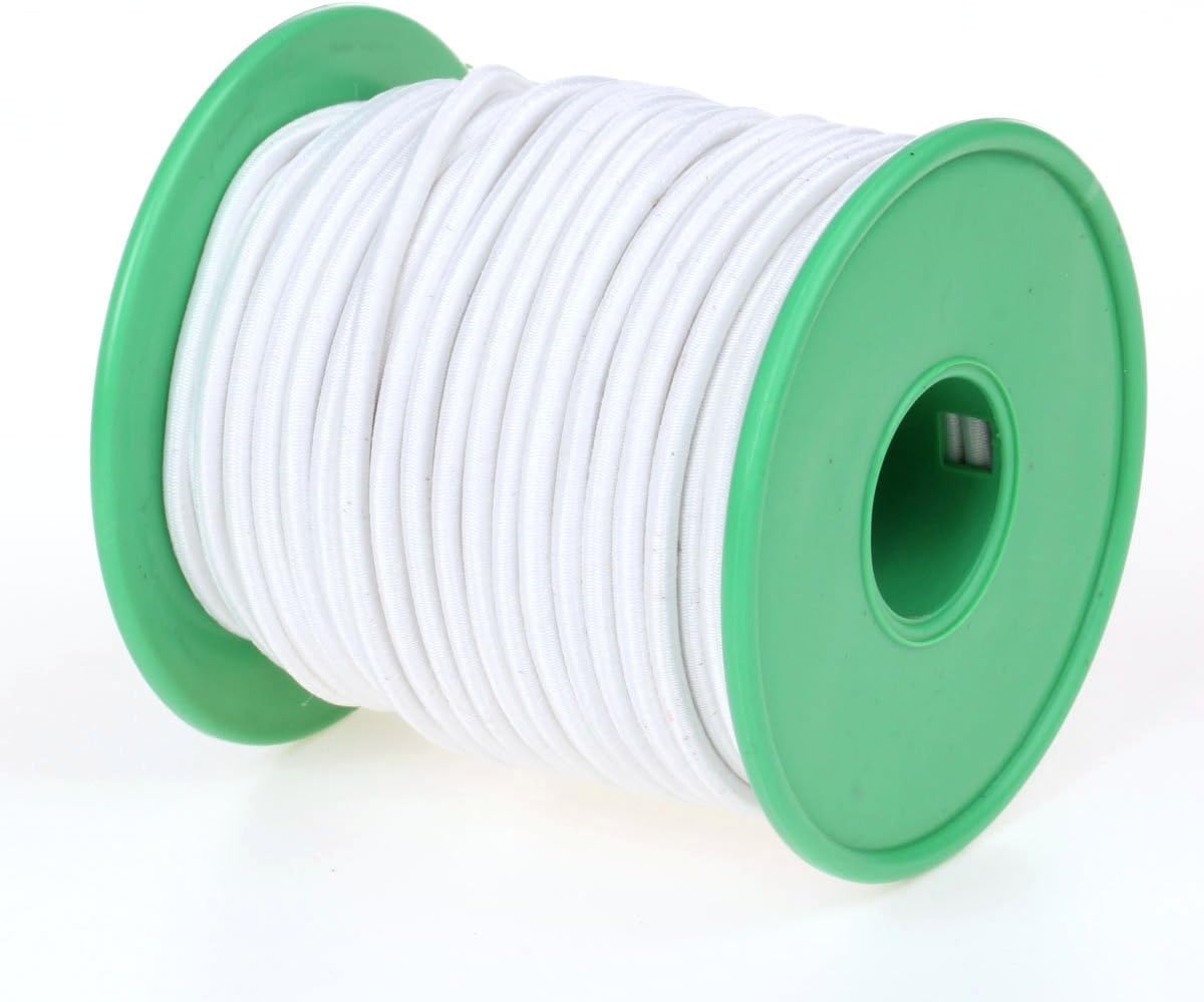 Usew 1/8-Inch (3 mm) White Round Heavy Elastic Cord 20-Yards With Plastic Spool
