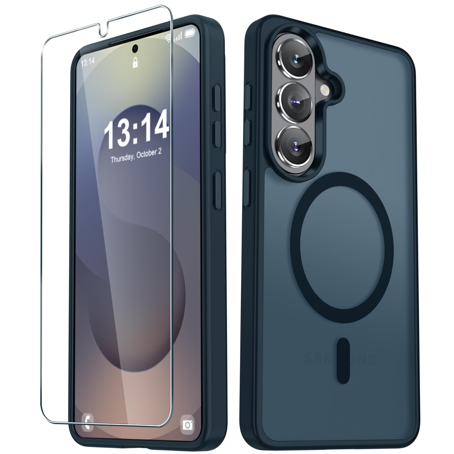 for Samsung Galaxy S26+ Plus Case, Matte Magnetic Phone Cover, Navy Blue | Fit for MagSafe, Screen Protector included, Shockproof Military Grade Protection, Translucent Frosted Back