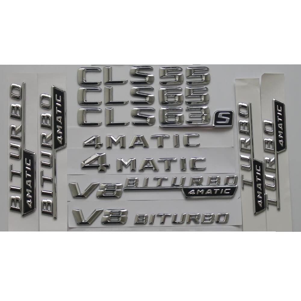 TATUE - Auto-Emblems - 3D Chrome Trunk Fender Badge For Benz W218 CLS53 CLS55 CLS63 CLS63s AMG Emblem V8 BITURBO TURBO 4MATIC Emblems (1pair TURBO AMG)