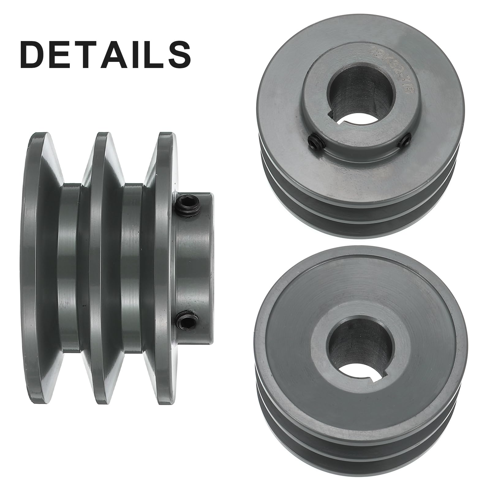 QUARKZMAN 2BK32-7/8 Puleggia A V Con 7/8" Foro 3.35" Diametro Esterno Doppia Scanalatura Puleggia Web Forata Su Misura Ghisa Sezione Cinghia Per Cinghia 3L O B
