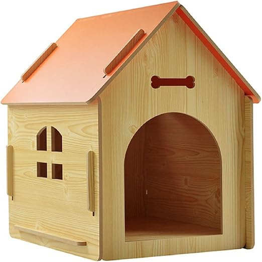 Amazon Co Jp 犬の家は屋内の屋外の窓と窓が付いているベンチレートペット犬小屋小さいペットのためのペットの家の子犬の避難所の犬の犬の丸い犬の 犬の箱 Color Orange Size L ペット用品