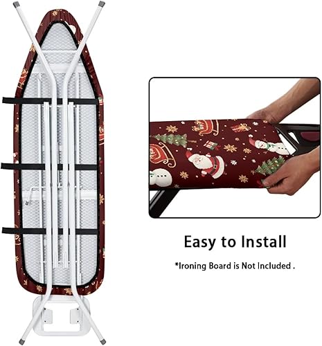 Miniatura 9 de Funda para tabla de planchar de copo de nieve y almohadilla gruesa de Navidad para tabla de planchar, cubierta extra ancha para tabla de planchar,