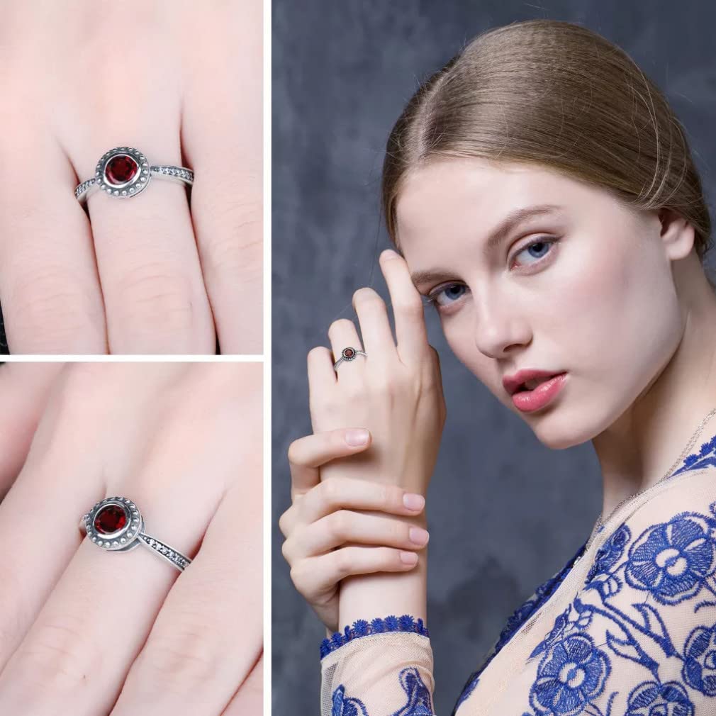 Natürlicher Granat 925 Sterling Silber Ring für Frau Edelstein Schmuck Jahrestagsgeschenk