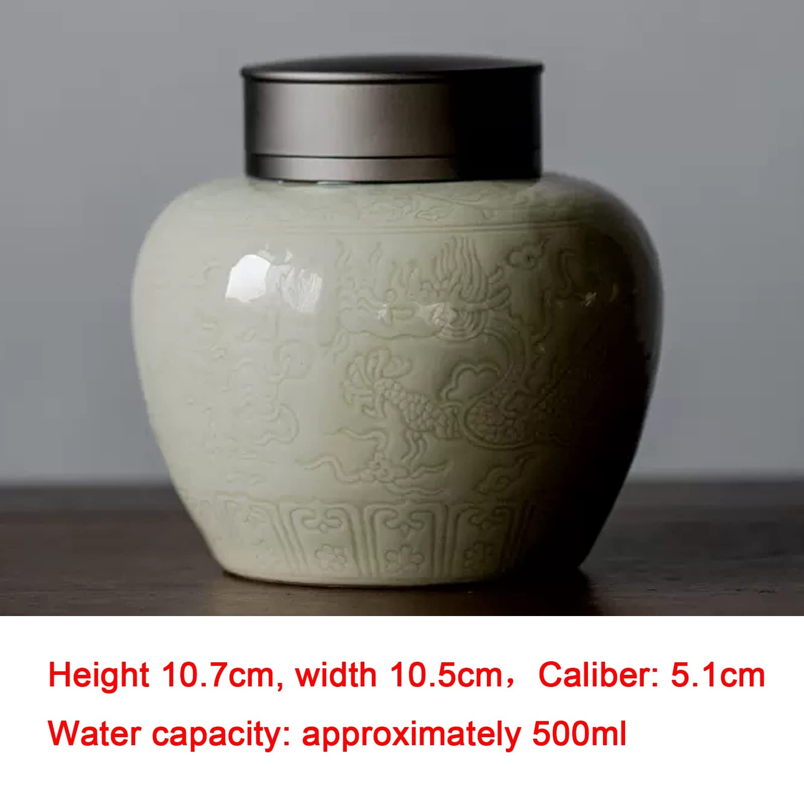 Pojemnik na kawę z pokrywką Chiński styl retro puszka na herbatę pojemnik pojemniki słoik z hermetycznymi podwójnymi pokrywkami porcelanowe słoiki, 500 ml Puszki na herbatę