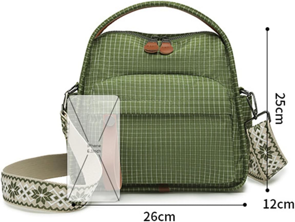 Canvas Nylon Shoulder Bags for Women Casual Solid Crossbody Handbag Trendy Top Handle Purse Satchel Travel Commute