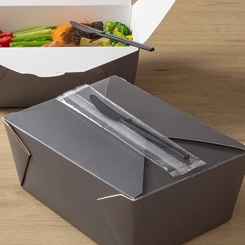 Miniatura 7 de Basic Nature Cuchillos compostables envueltos de 6.5 pulgadas, 50 cubiertos a base de plantas envueltos individualmente, para alimentos calientes y