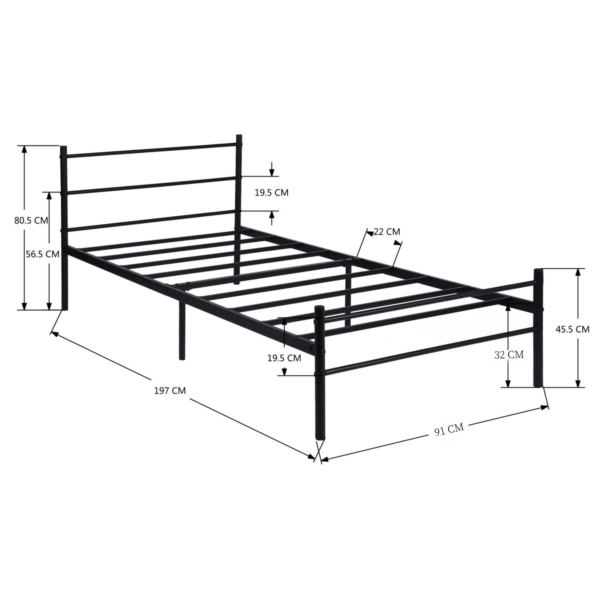 FurnitureR Cama de primeros auxilios con marco de metal resistente, diseño moderno de línea negra, ahorro de espacio y duradera para respuesta de emergencia, escenarios de negocios y viajes, Primo