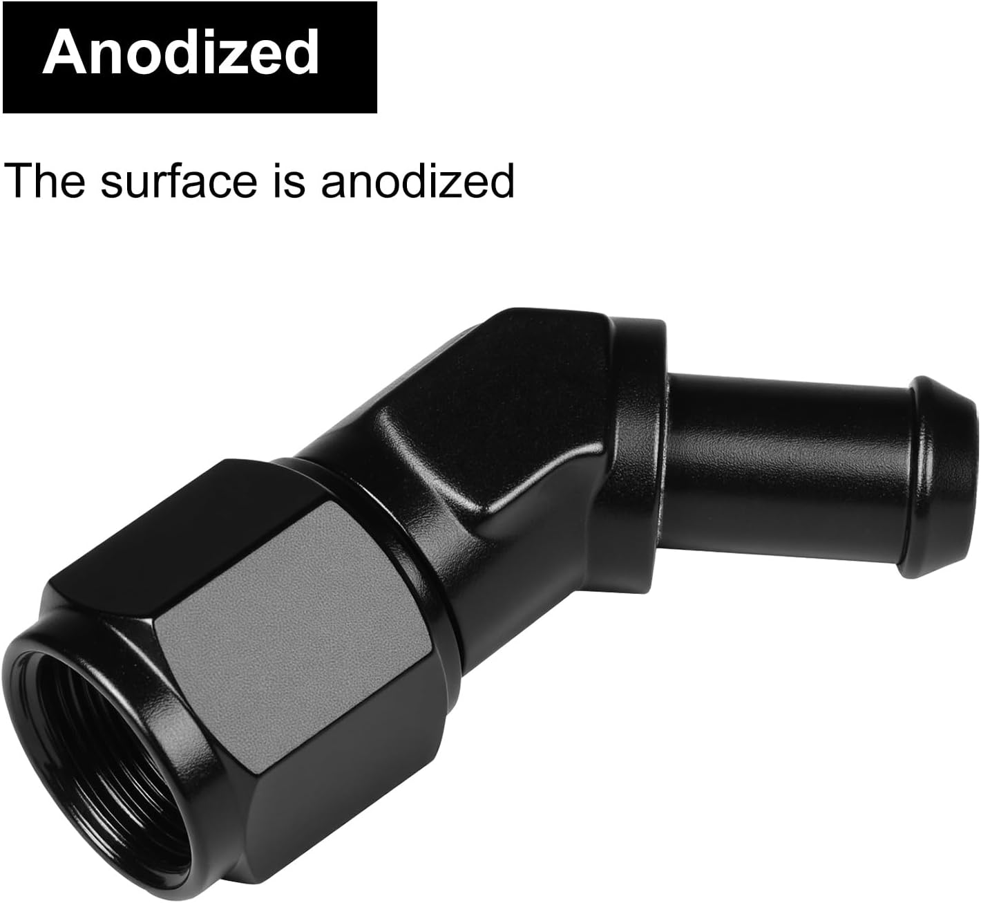 6AN Female to 5/16 Barb 45 Degree Swivel Hose Fitting Adapter Aluminum Black 1PC