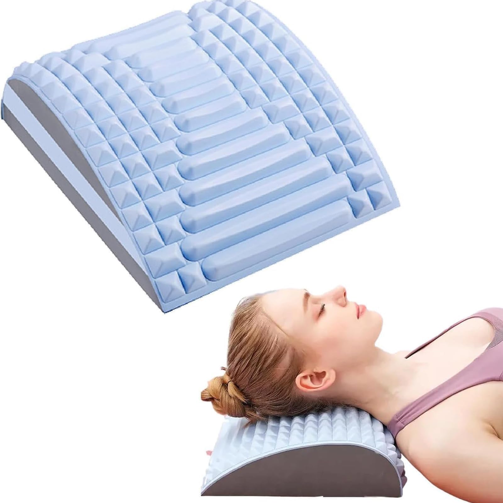 Neck & Back Stretcher, Cervical Traction Device Muscle Relax and Spine Alignment, Neck Stretch Tools Back Massager Upper Back and Shoulder Relaxer (Blue)