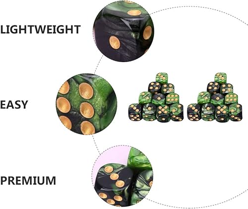 Miniatura 9 de Toyvian Juego de dados de 6 caras, 25 piezas de 0.630 in, dados translúcidos redondeados estándar, verde y negro