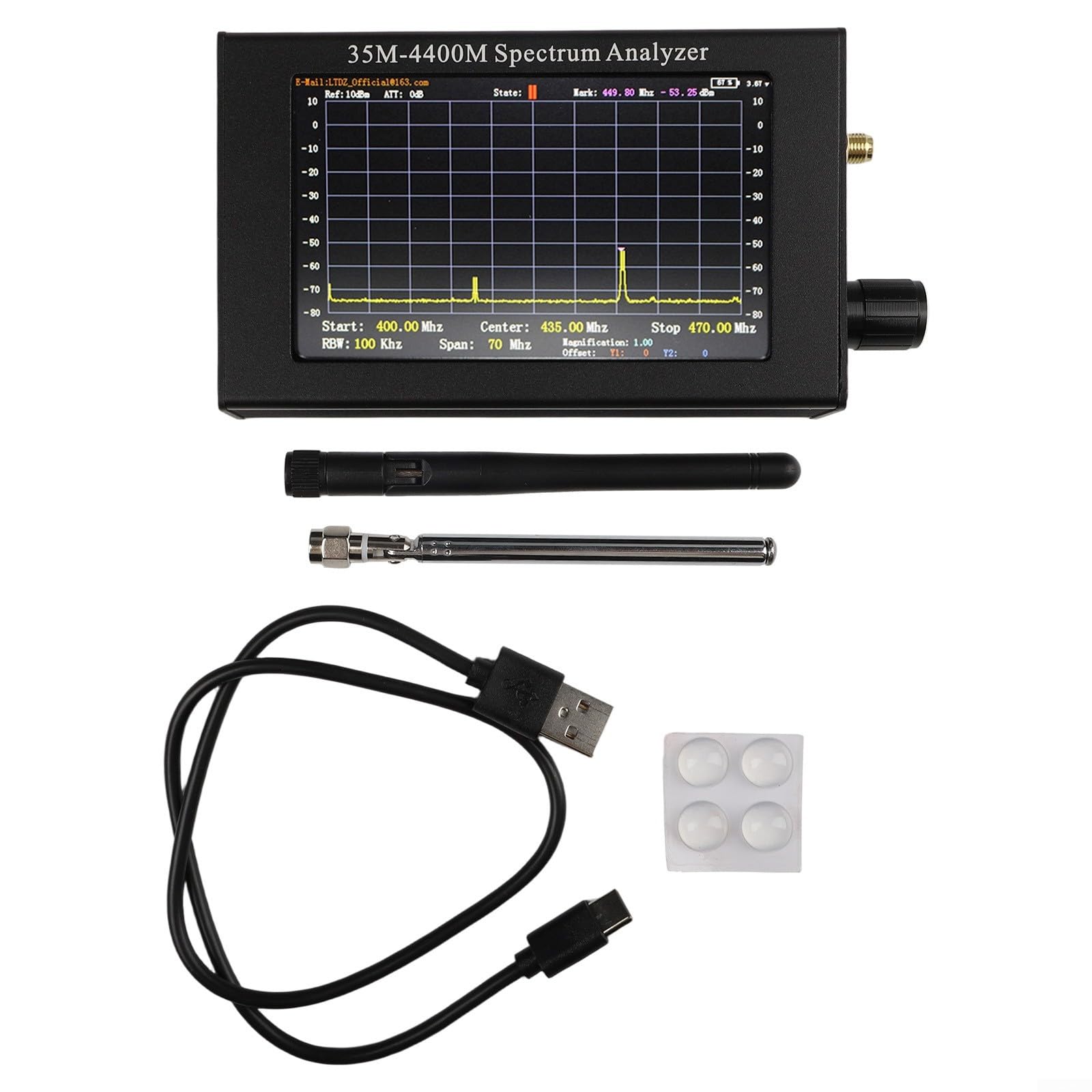 Analyseur de spectre, 35M-4400M Analyseur de spectre avec TFTLCD de 4,3 pouces, analyseur de fréquence minuscule portatif