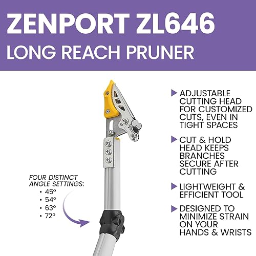 Miniatura 4 de Zenport ZL646 Podadora ajustable de largo alcance, corte y sujete la cabeza ajustable, 29 pulgadas