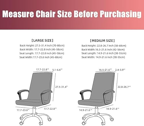 Miniatura 5 de SARAFLORA Paquete de 2 fundas para silla de oficina, fundas elásticas para silla de escritorio, fundas extraíbles para silla de oficina con
