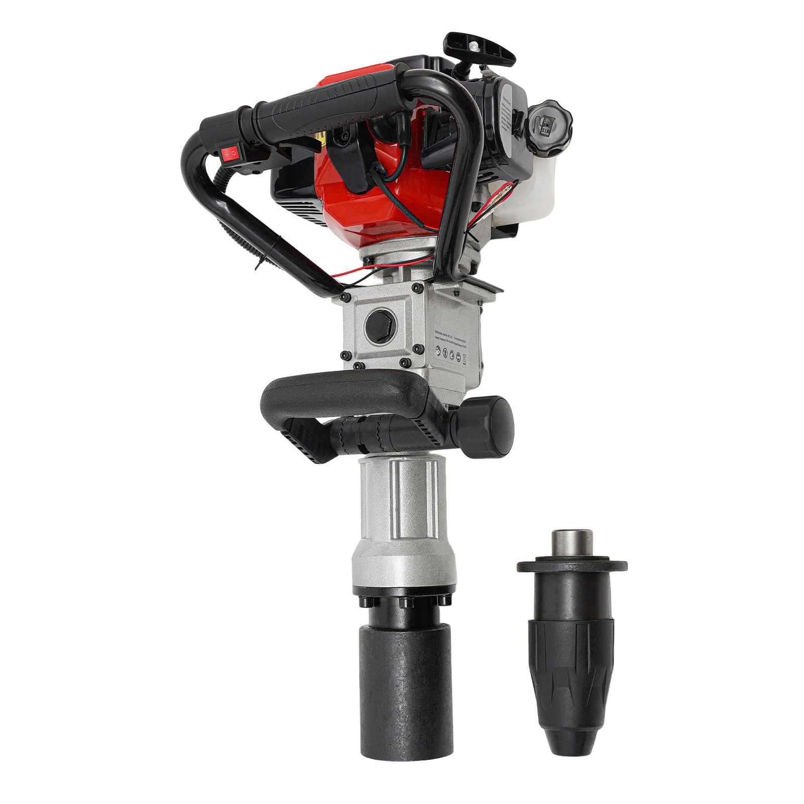 Petrol Post Driver Gas Powered Post Driver 32.7CC, Petrol Fence Post Rammer Gasoline Piling 2 Stroke Engine with Proportioning Pot&2 Sleeves, Single Cylinder Gasoline Petrol Driving Post