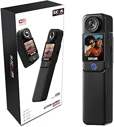 SJ~CAM C300 Pocket Camera de Ação,4K Camera Filmadora,7 Horas de Autonomia, Estabilização em 6 Eixos, Câmera Corporal com Tela Sensível ao Toque dupla, à Prova D'água Até 30M