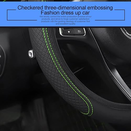 Miniatura 4 de LoyaForba Funda de cuero para volante de automóvil, protector elástico transpirable antideslizante para volante, accesorios interiores de automóvil