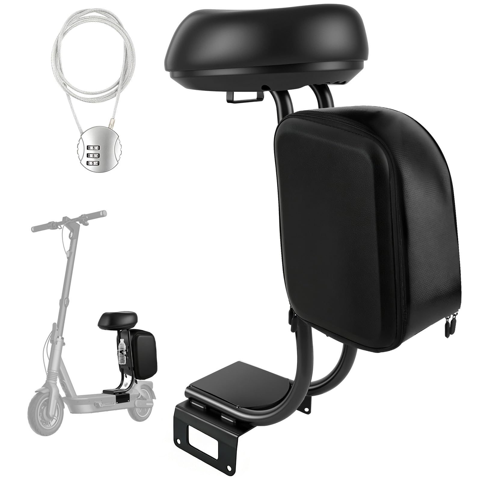 Sitz für Elektroroller passend für Segway Ninebot MAX G2 G65 MAX2 | Sitzaufsatz für Erwachsene mit 10L Großtasche, PU-Kissen & Getränkehalter