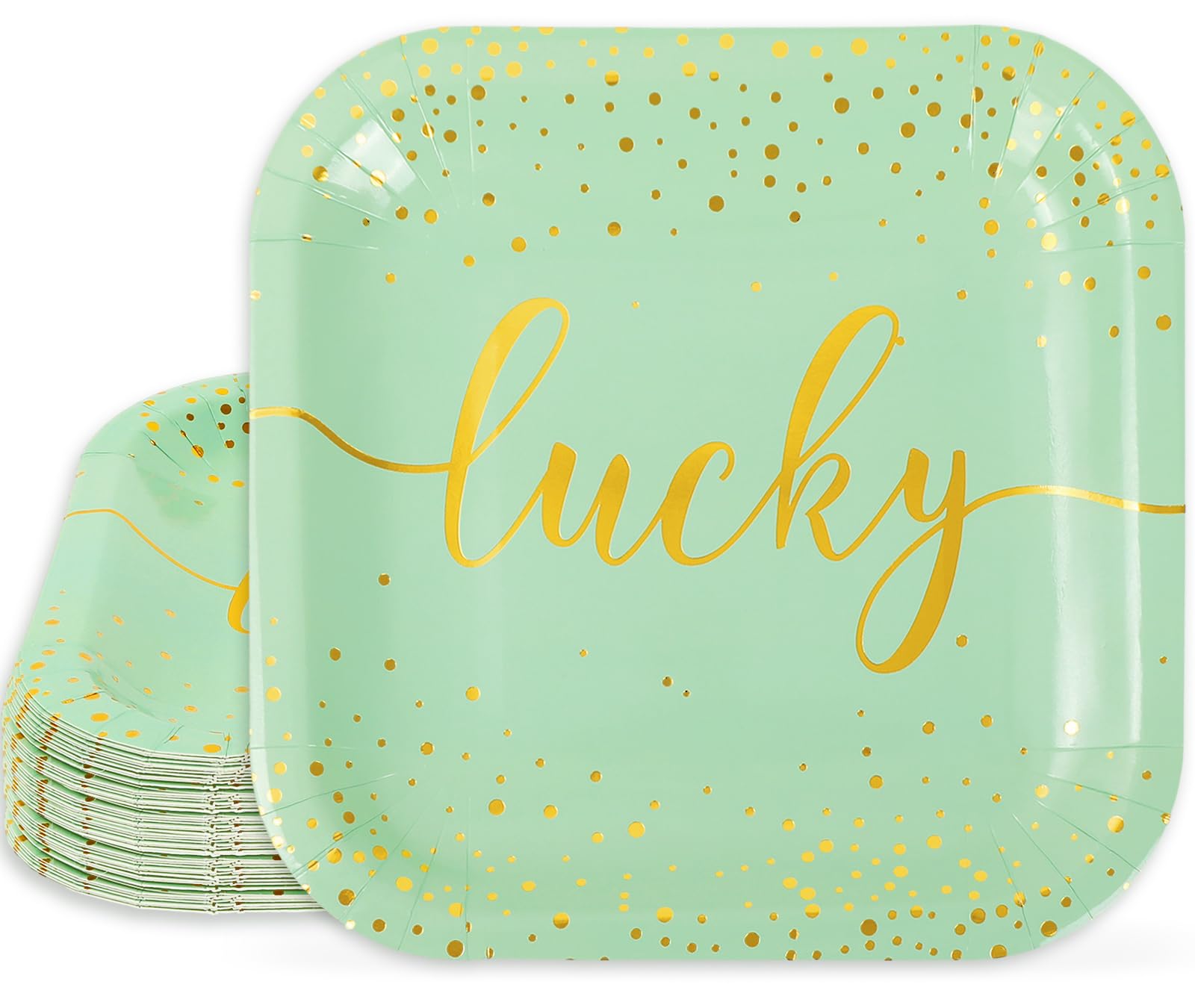 Assiettes en carton Saint-Patrick rigides grand format 22,9 cm couleur vert menthe