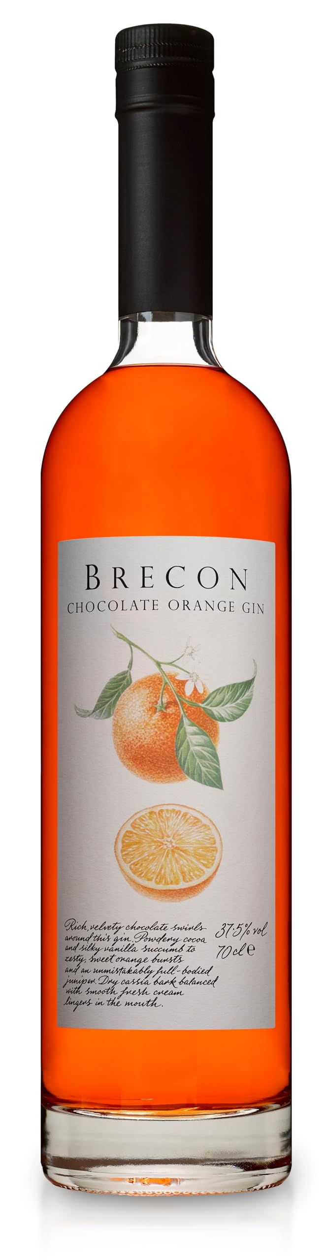 Brecon Chocolate Orange Gin, 37.5% ABV, 70 cl, Award Winning, Crafted in Wales at Penderyn Distillery with Water from Brecon Beacons, Gift for Gin Lovers