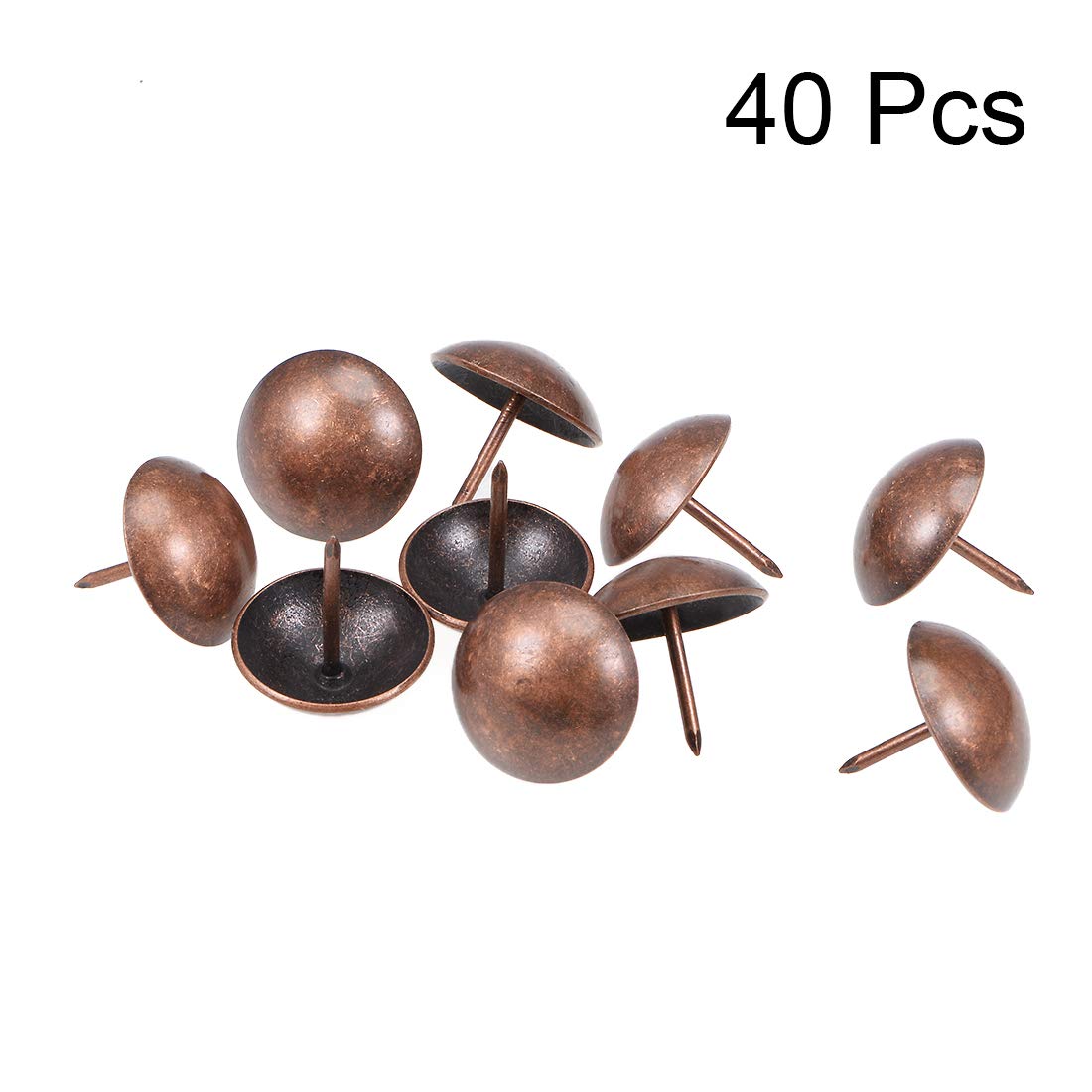 sourcing map Tapicería Clavos Tachuelas 25mm Cabeza Diámetro Antiguo Redondo Pulgar Empuje Pasadores Cobre Tono para Muebles Sofá Cabeceros, 40 Piezas