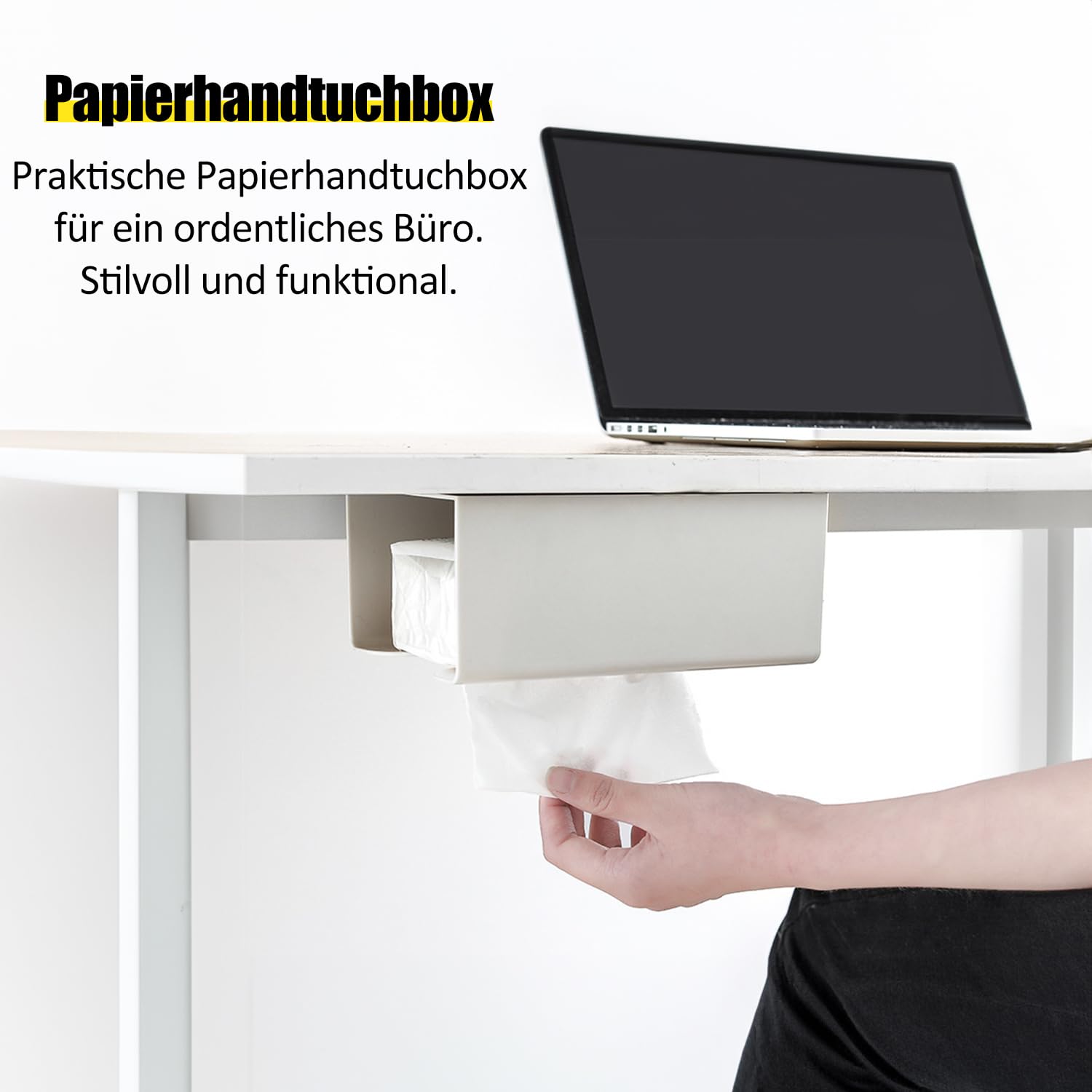 2 Stück Stehende Wandhalterung Papier Handtuchspender Ohne Bohren Kunststoff - Serviettenhalter, Müllsäcke Spender, Perfekt für Toilette, Küche, Wohnzimmer (Weiß)