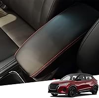 Vista 50 de Funda de cuero para consola central, funda protectora para reposabrazos, accesorios (negro con costuras blancas) para Mazda CX-5/CX5 2017 2018 2019
