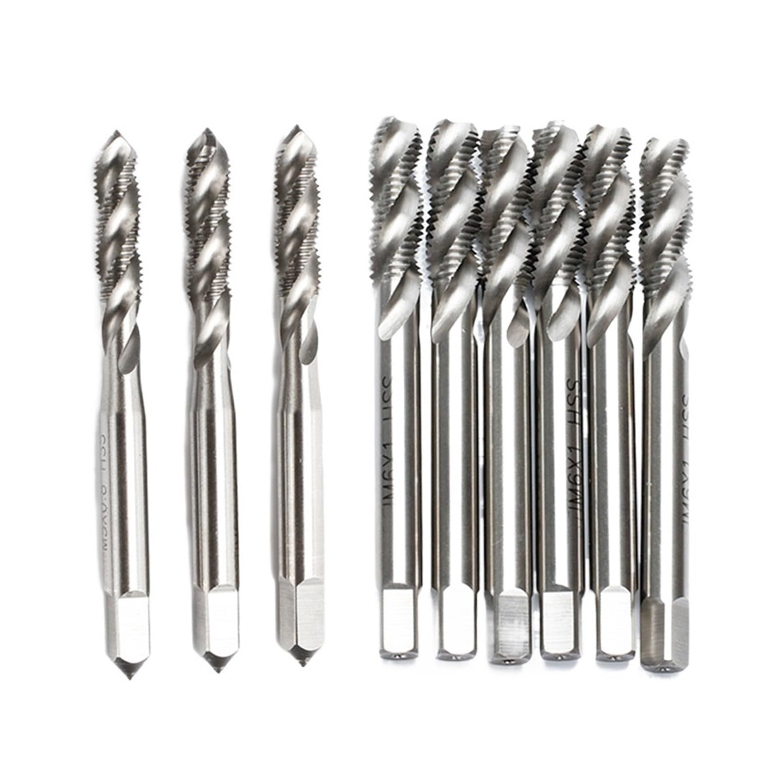 Macho de taladrar, machos de roscar métricos, tornillo de rosca de máquina de flauta espiral HSS for orificio ciego de Metal M2 -M30(10 PCS-M10X1.5)