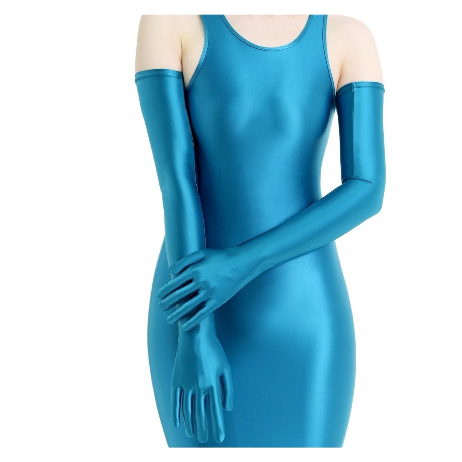 Guanti Lunghi Donna Guanti Guanti lucidi con dita unite Guanti ultra lunghi ad alta elasticità Guanti lucidi da abito