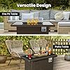 PRIMETEK 2-in-1 Fire Pit Table for Patio, Brown Wicker 44″, 50,000 BTU, Wind Guard, and Glass Rocks (44 x 32 x 24 in)