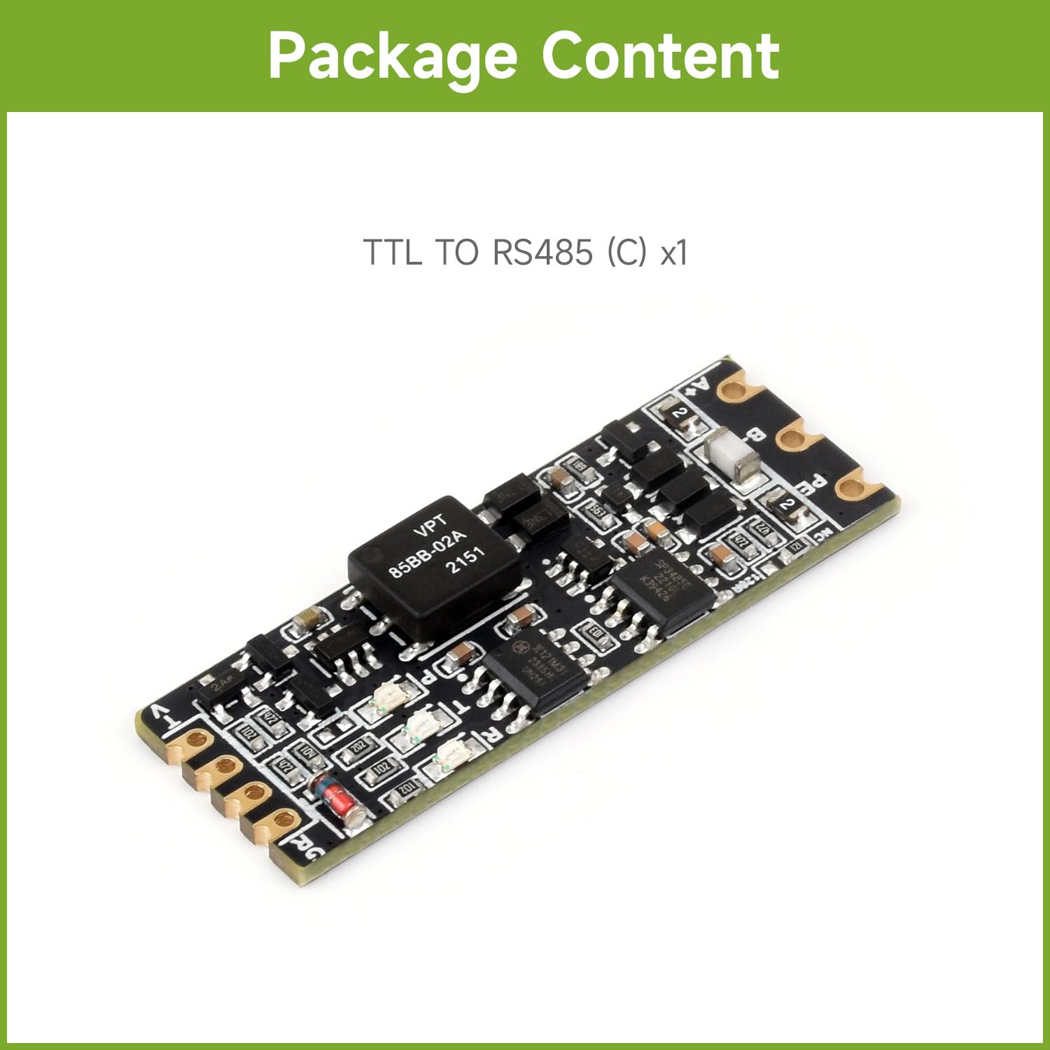 Waveshare TTL To RS485 (C) Galvanic Isolated Converter, Half-Duplex Communication, Lightningproof & Anti-Surge, Multi-Isolation Protection