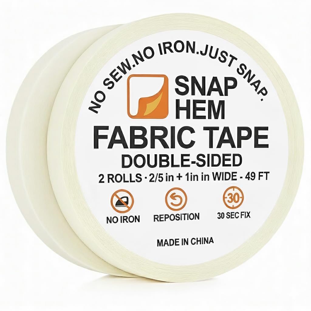 No Sew No Iron Hem Tape – Quick Fix Fabric Tape for Clothing & Curtains – Instant Wardrobe Repair , Easy to Use, Travel Essential