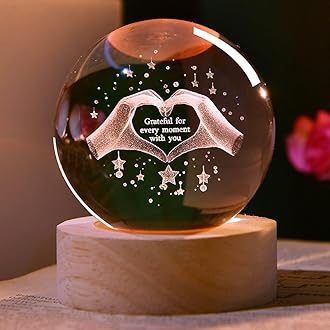 Heart Gift for Lovers Her Women 3D Crystal Ball Couple Gifts for Girls Valentine's Gifts 60mm Glass Romantic Gift for Wife Globe Decor Love Gifts Anniversary Christmas Birthday Gifts