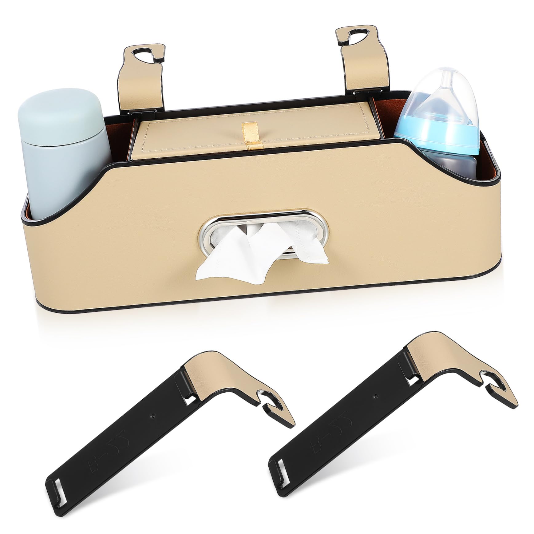 Organisateur de siège auto MAGICLULU en similicuir noir avec porte-gobelets