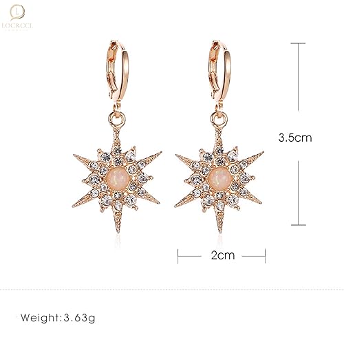 Miniatura 2 de Starburst Huggie Statement Handmade Earrings Devil's Eye Teardrop Zircon Dandelion Earrings Minimalist Trending Opal Star Earrings Bridesmaid