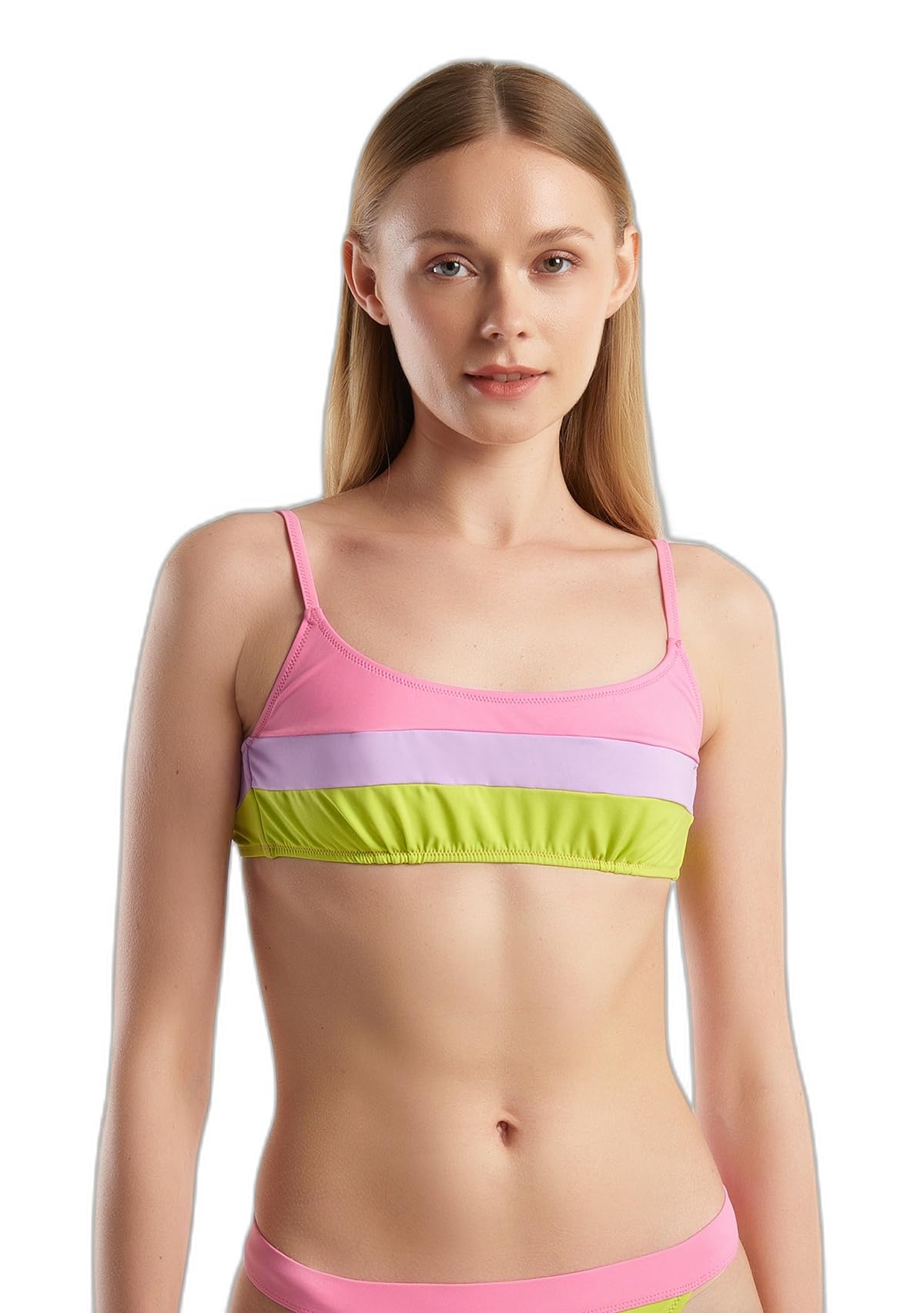 United Colors of Benetton Renk Bloklu Ayarlanabilir Askılı Bağlamalı Bikini Üstü Bikini Kadın