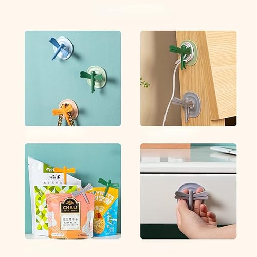 Miniatura 6 de Paquete de 4 ganchos magnéticos, ganchos adhesivos de pared de 22 libras (máx.), ganchos multifuncionales extraíbles de libélula multifunción,