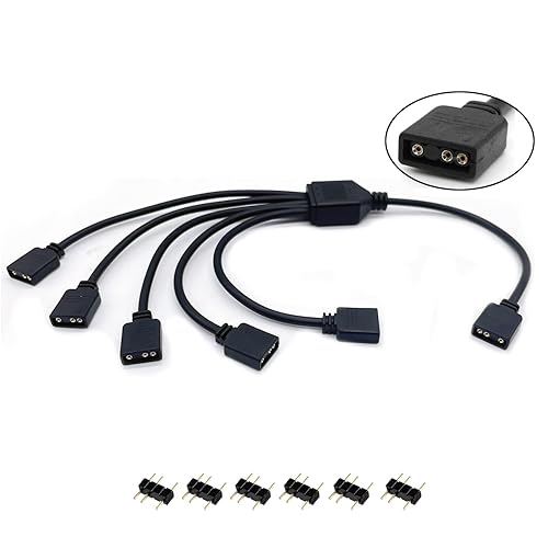 Vista 8 de Cable Divisor ARGB, Cable de Extensión Divisor RGB Direccionable de 1 a 4 Hembra a Hembra de 5V 3 Pines, Cable de Sincronización LED ARGB