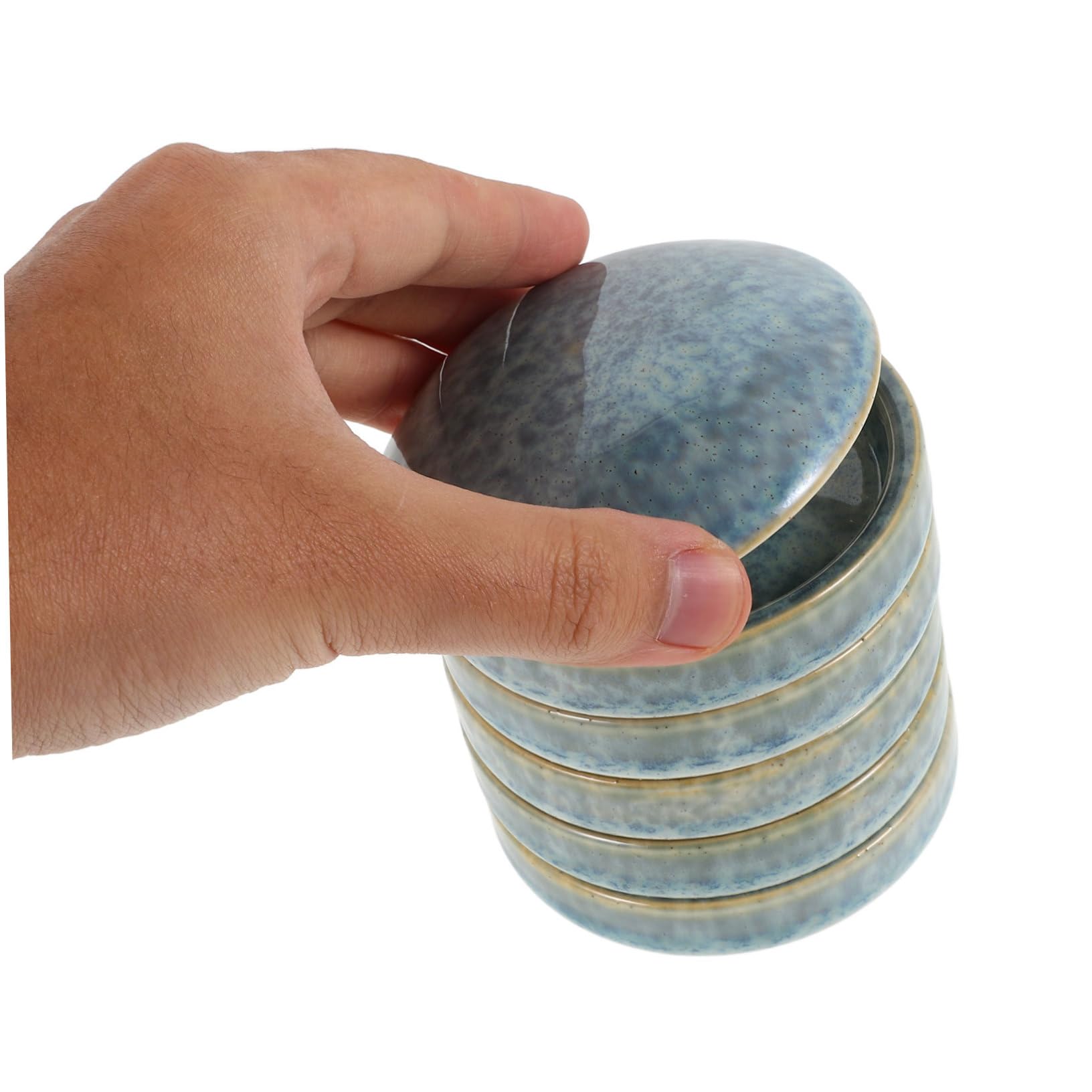 Keramik Farbmischpalette Blau mit Deckel, Stapelbar für Aquarell