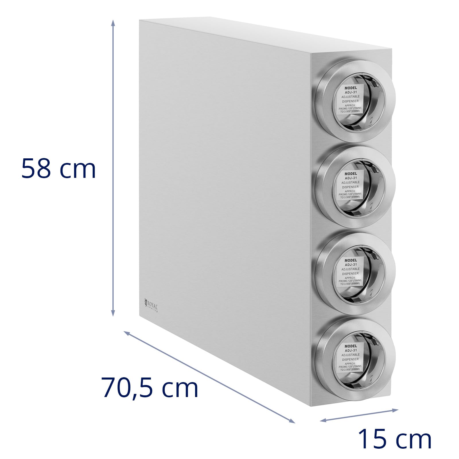 Royal Catering RCCD-04 Becherspender vierfach Edelstahl für Becher mit bis 89 mm Durchmesser Einwegbecher-Spender Kaffeebecherspender