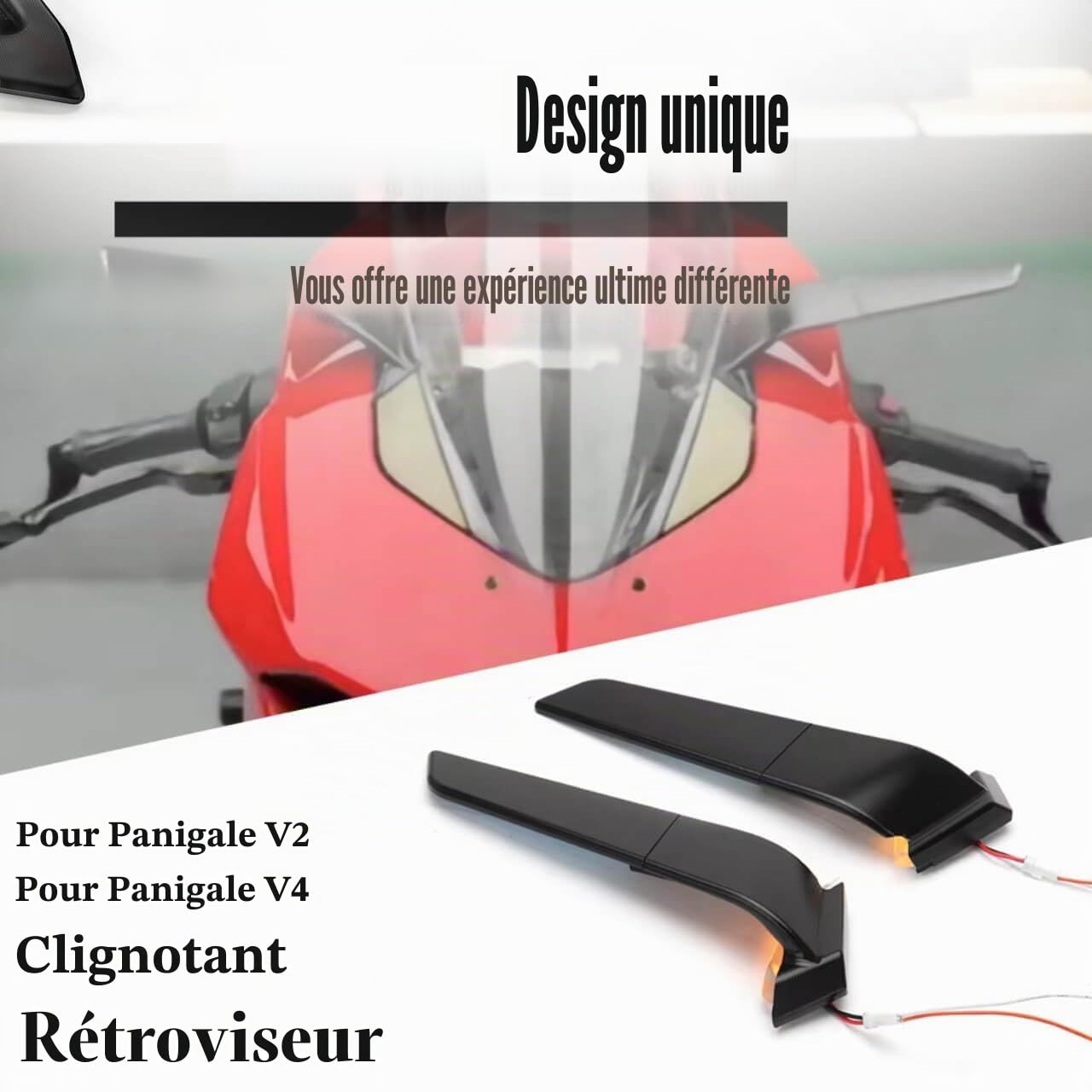 Rétroviseurs de moto avec éclairage LED pour Ducati Panigale V4 1100 et Panigale V2 955, pivotants latéraux, rétroviseurs de guidon de moto avant
